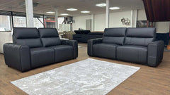 Bellagio Genuine Leather Electric Recliner 3+2 Seater Sofa - Black