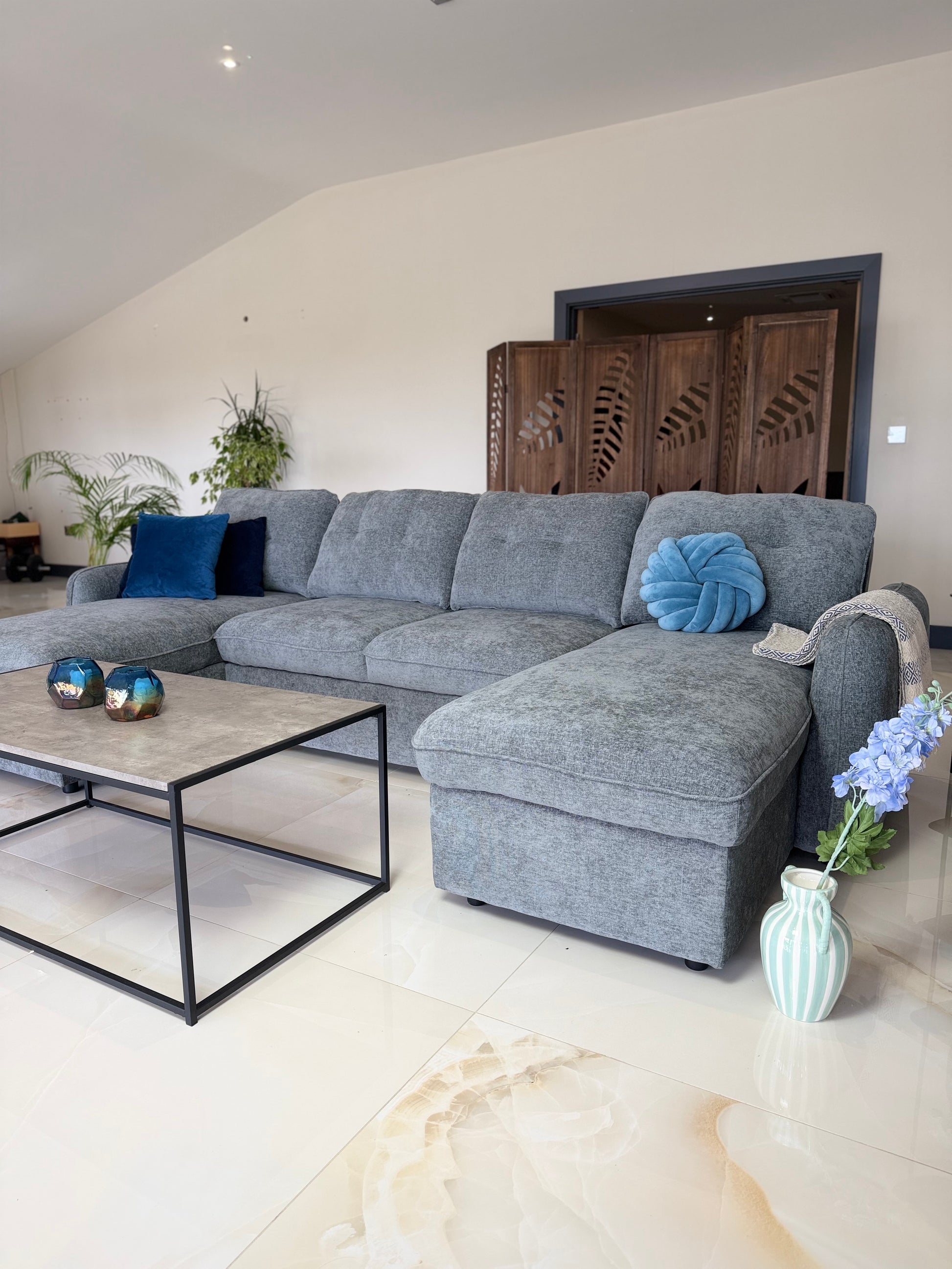 Moscow U Shaped Storage Sofa Bed - Grey