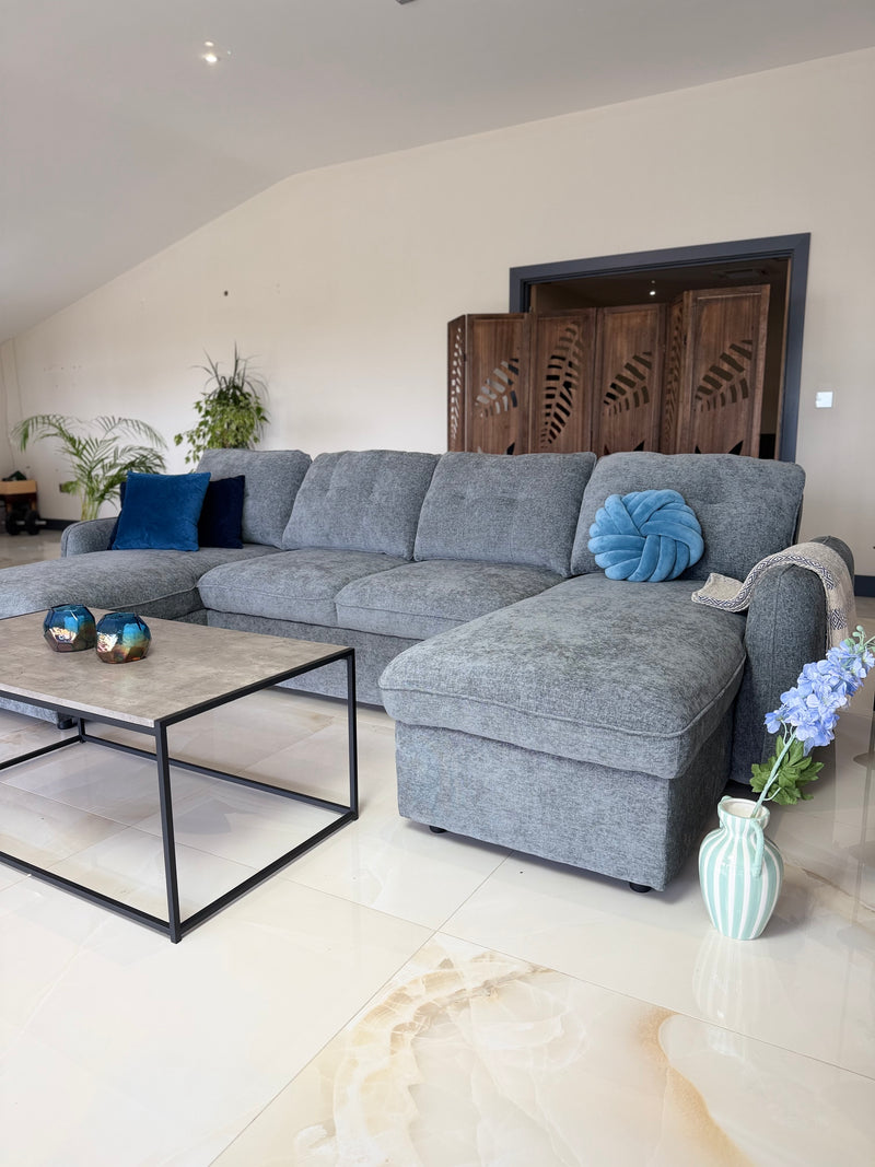 Moscow U Shaped Storage Sofa Bed - Grey