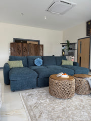 Moscow U Shaped Storage Sofa Bed - Blue