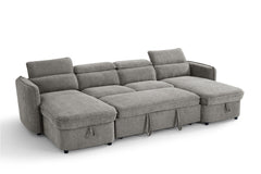 Capri U Shape Sofa Bed With Storage – Grey – Pull Out Sleeper