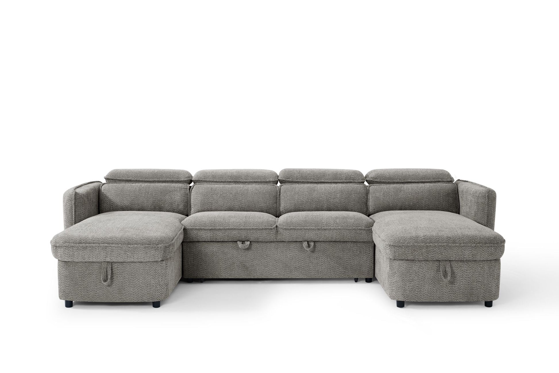 Capri U Shape Sofa Bed With Storage - Grey - Pull Out Sleeper