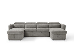 Capri U Shape Sofa Bed With Storage – Grey – Pull Out Sleeper