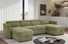 Capri U Shape Sofa Bed With Storage - Olive Green - Pull Out Sleeper