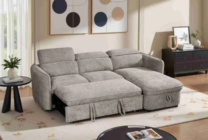 Capri Corner Sofa Bed With Storage - Grey - Universal Chaise - Pull Out Bed