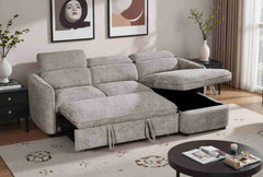 Capri Corner Sofa Bed With Storage - Grey - Universal Chaise - Pull Out Bed
