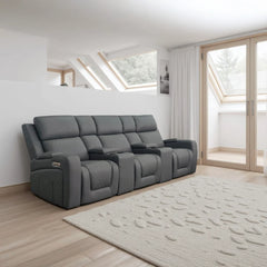 Cedar Electric Recliner Cinema Sofa 3 Seater Grey