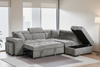 Amelia Grey Chenille Fabric 2C1 Corner Sofa Bed with Storage and Ottomans