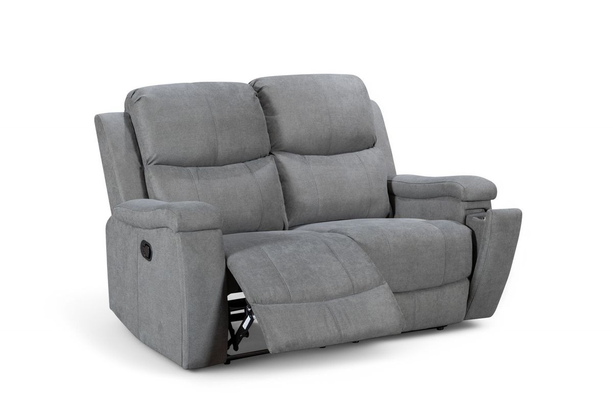 Visconti Manual Recliner Sofa - Dark Grey Chenille - Image 5