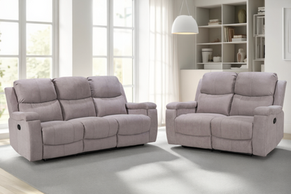 Visconti Manual Recliner Sofa - Light Grey Chenille - Image 1