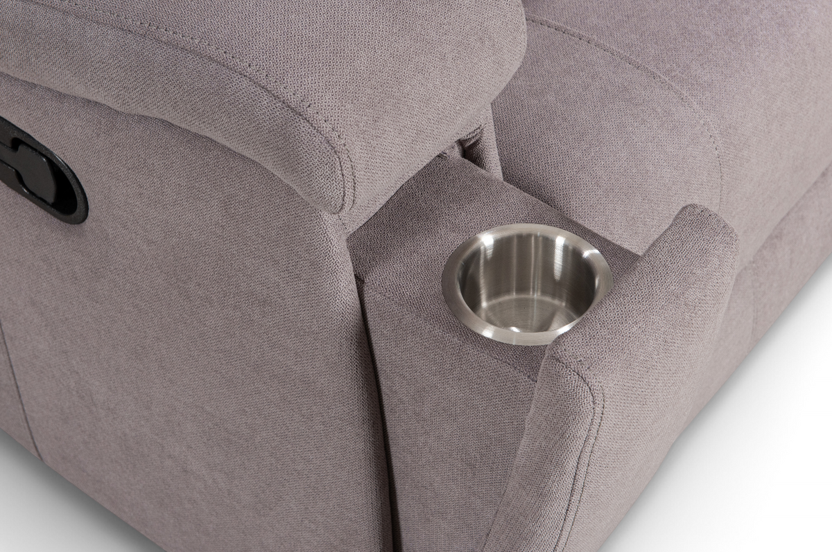 Visconti Manual Recliner Sofa - Light Grey Chenille - Image 8