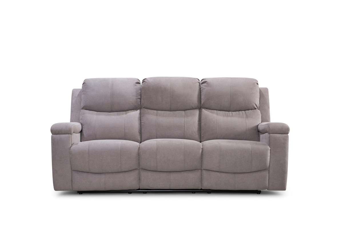 Visconti Manual Recliner Sofa - Light Grey Chenille - Image 4