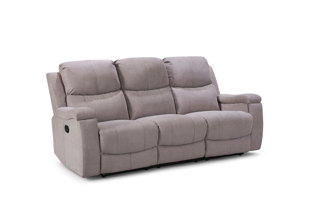Visconti Manual Recliner Sofa - Light Grey Chenille - Image 3