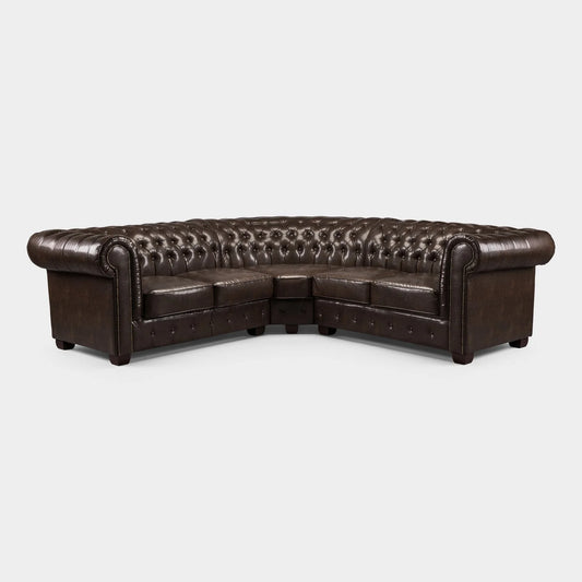 Chesterfield Sofa Antique Brown Large Corner