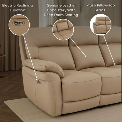 Cinecitta 1 Seater Electric Recliner Chair - Navy Blue Leather - Image 5