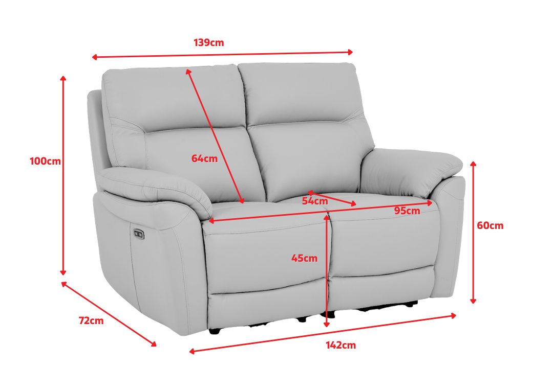 Cinecitta 2 Seater - Dimensions Diagram