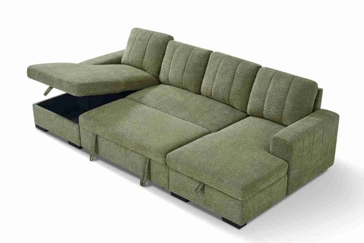 Como U Shape Corner Sofabed - Green