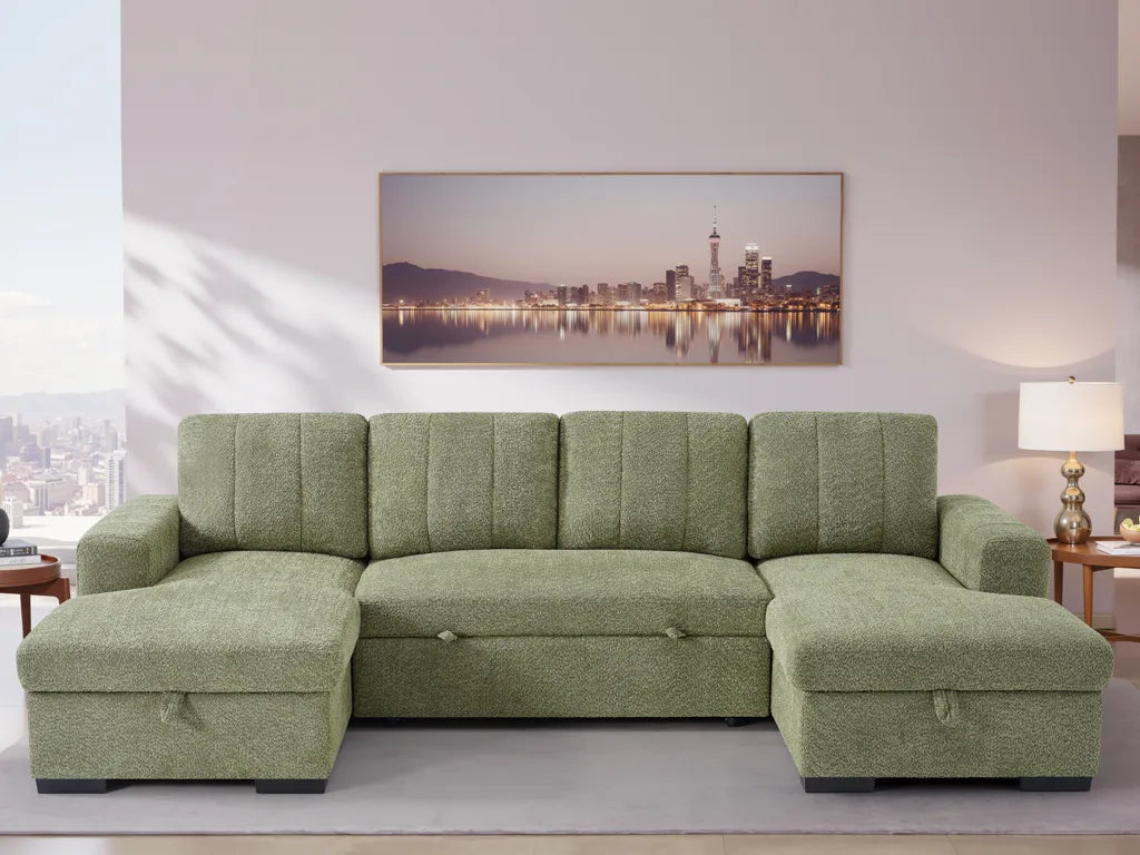 Como U Shape Corner Sofabed - Green