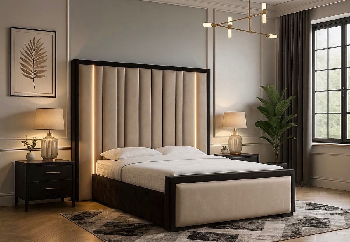 Conrad LED Dimmable Light Bed Frame | Sockets Optional