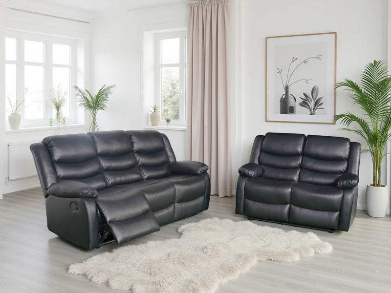 Conrad Manual Recliner 3+2 Seater Sofa - Black