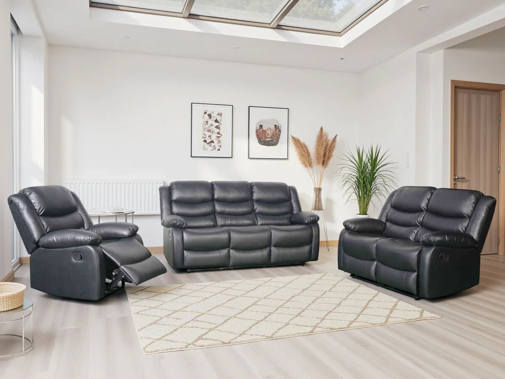 Conrad Manual Recliner 3+2+1 Seater Sofa - Black