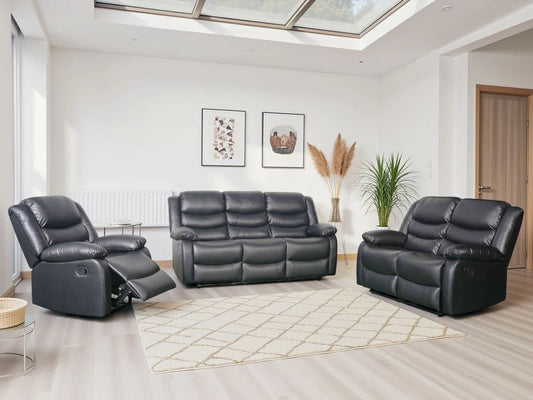 Conrad Manual Recliner 3+1+1 Seater Sofa - Black