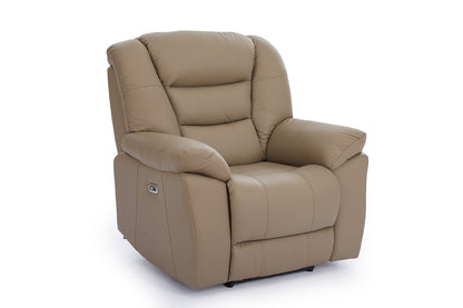 Giovanni 1 Seater Electric Recliner Chair - Beige Leather - Image 4