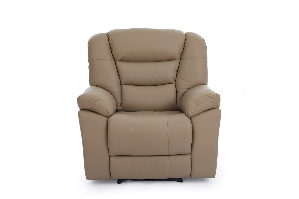 Giovanni 1 Seater Electric Recliner Chair - Beige Leather - Image 2
