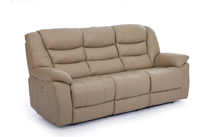 Giovanni 3 Seater Electric Recliner Sofa - Beige Leather - Image 4