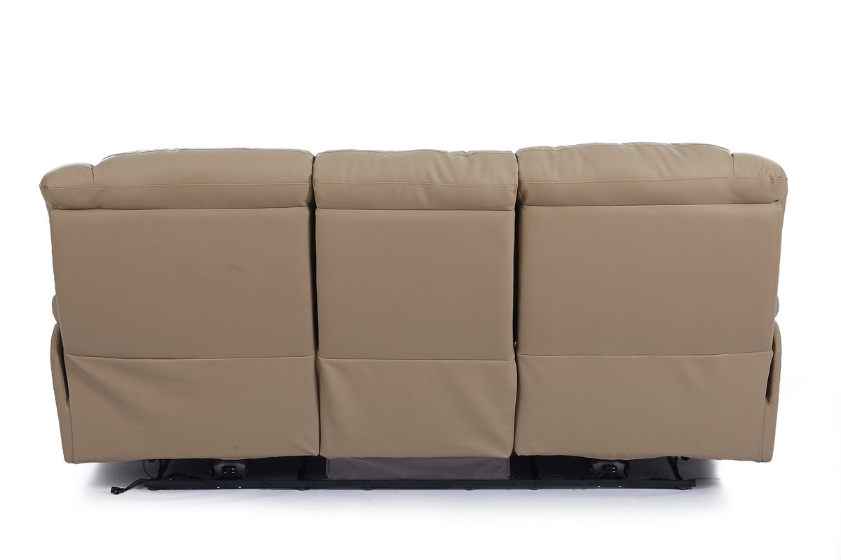 Giovanni 3 Seater Electric Recliner Sofa - Beige Leather - Image 5