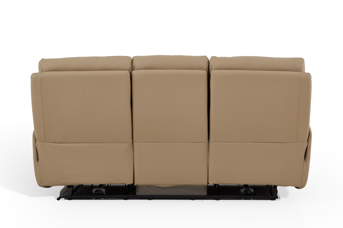 Cinecitta 3 Seater Electric Recliner Sofa - Beige Leather - Image 4