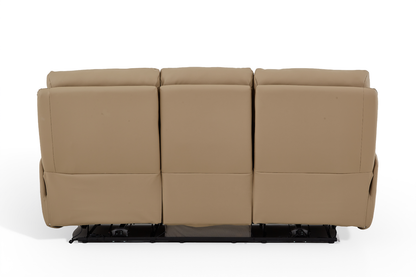 Cinecitta 3 Seater Electric Recliner Sofa - Beige Leather - Image 4