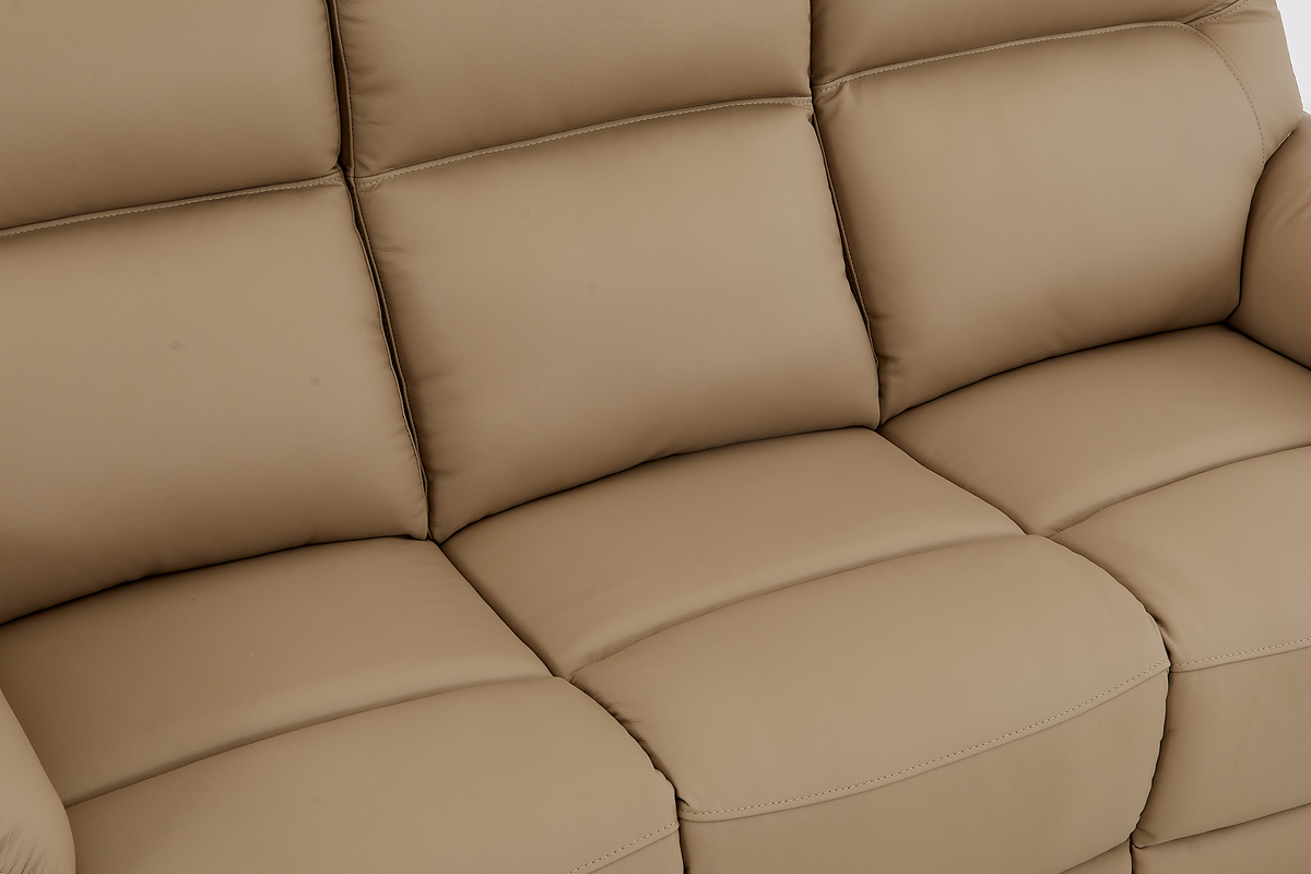 Cinecitta 3 Seater Electric Recliner Sofa - Beige Leather - Image 5