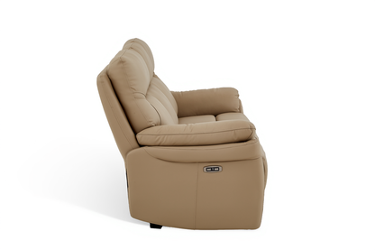 Cinecitta 3 Seater Electric Recliner Sofa - Beige Leather - Image 3