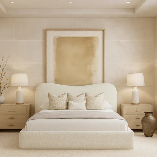 Curve Boucle Upholstered Bed Frame