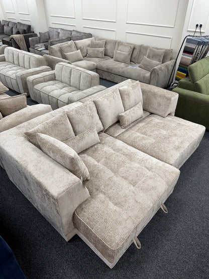 Brooklyn Electric Storage Left Hand Sofa Bed - Light Beige