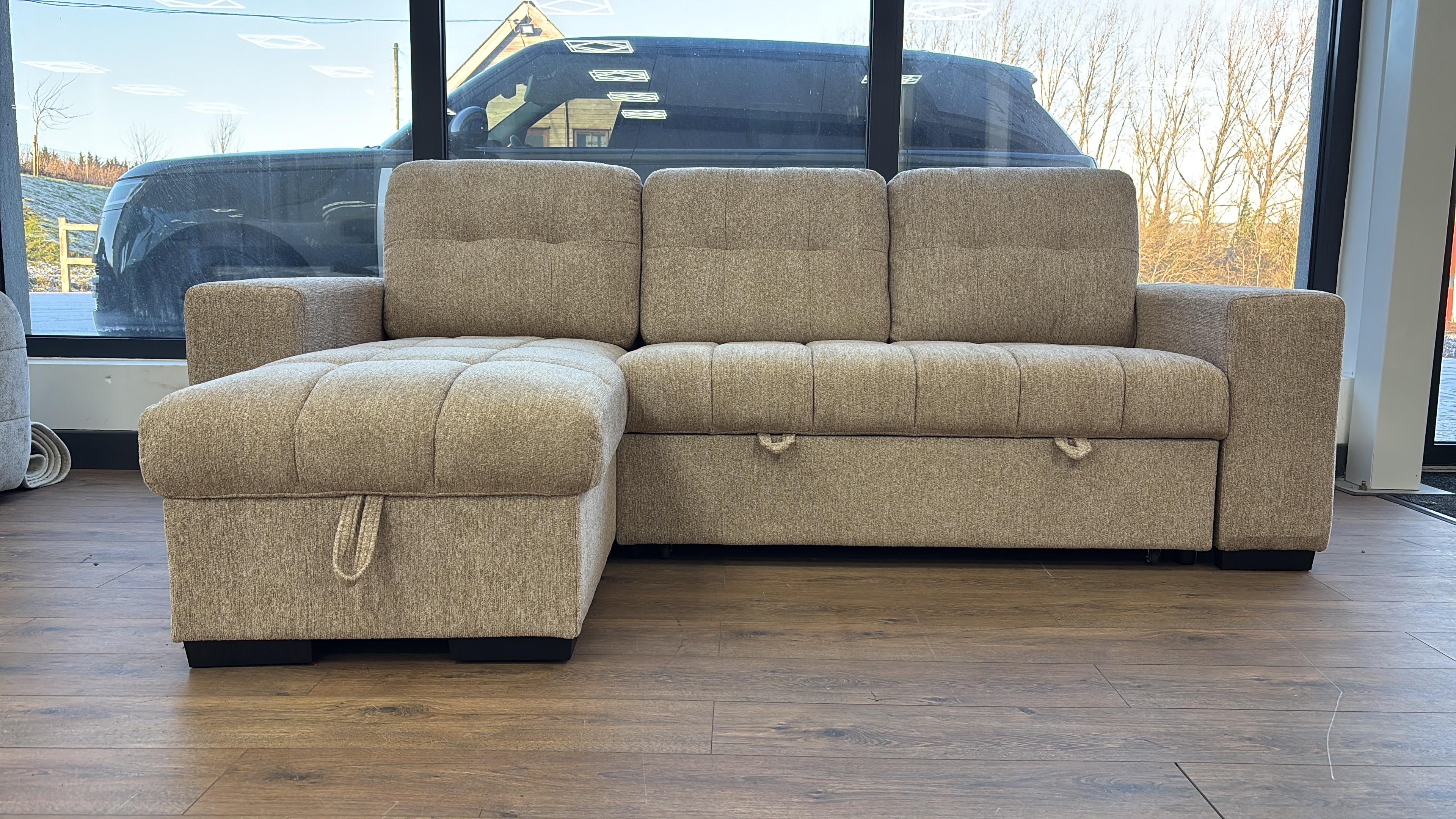 Palermo Universal Corner Sofabed With Storage - Beige