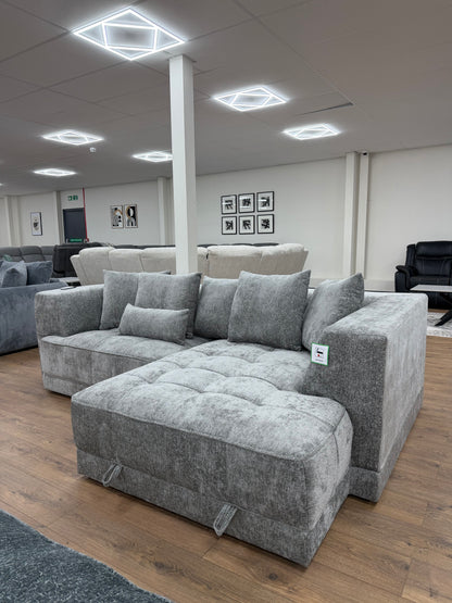 Brooklyn Electric Storage Right Hand Sofa Bed - Silver