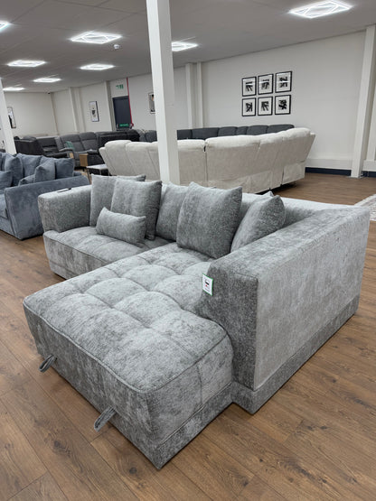 Brooklyn Electric Storage Right Hand Sofa Bed - Silver