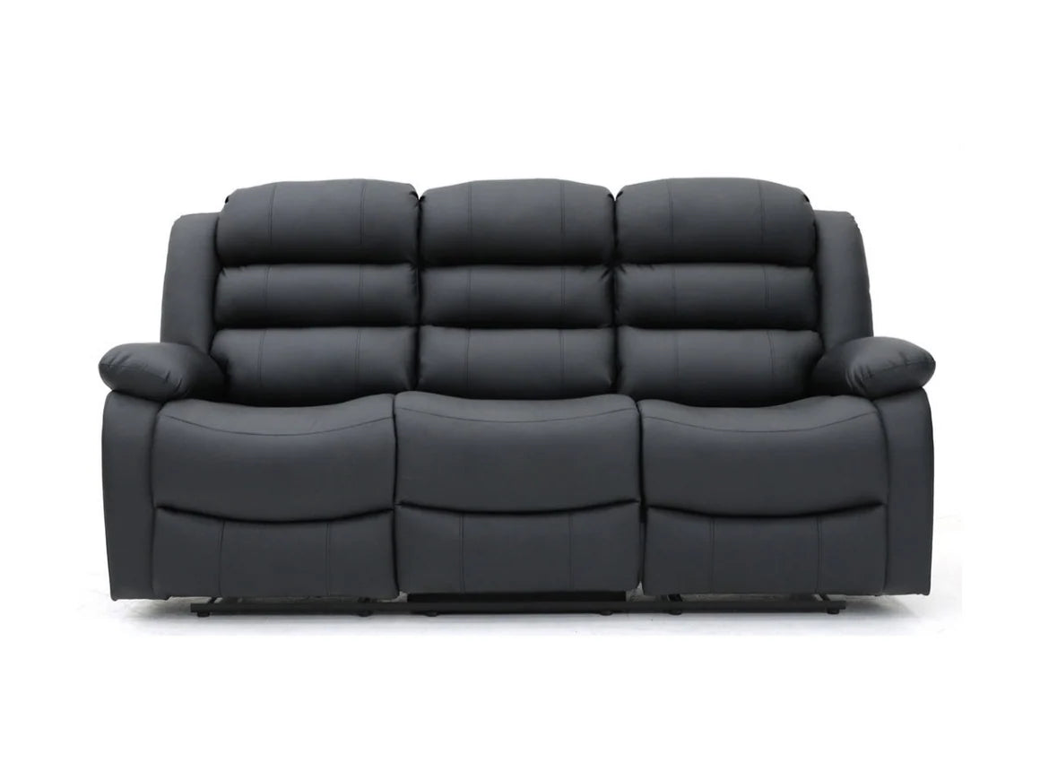 Roma 3+2 Aire Leather Manual Recliner Sofa - Black