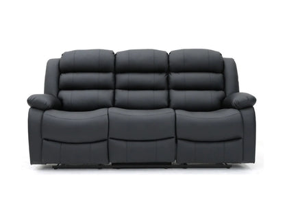 Roma 3+2 Aire Leather Manual Recliner Sofa - Black