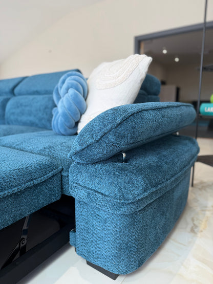 Hudson Universal Corner Sofa Bed - Blue
