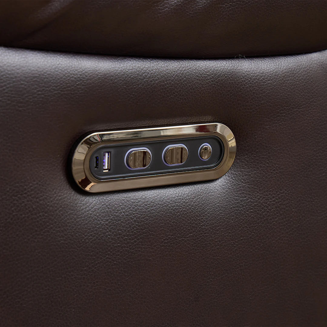 Zeus Leather Electric Recliner Corner Sofa - Brown