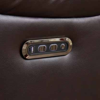 Zeus Leather Electric Recliner Corner Sofa - Brown