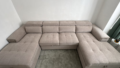 Alaya Storage U Shape Sofabed - Beige