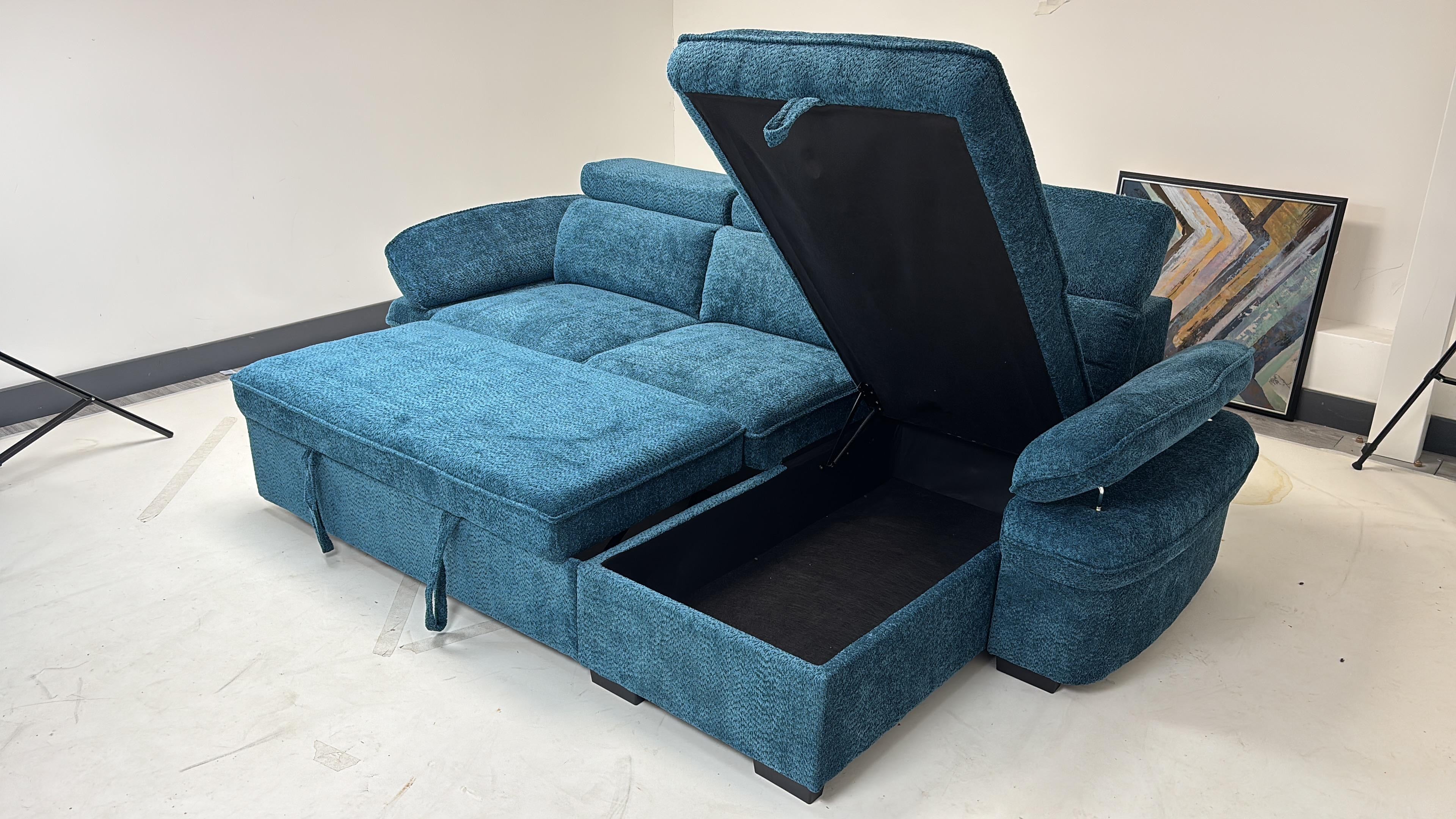 Hudson Universal Corner Sofa Bed - Blue
