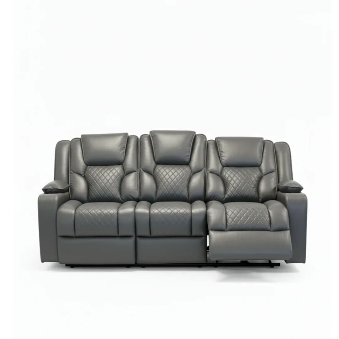 Orlando 3+2 Electric Recliner Leather Sofa - Grey
