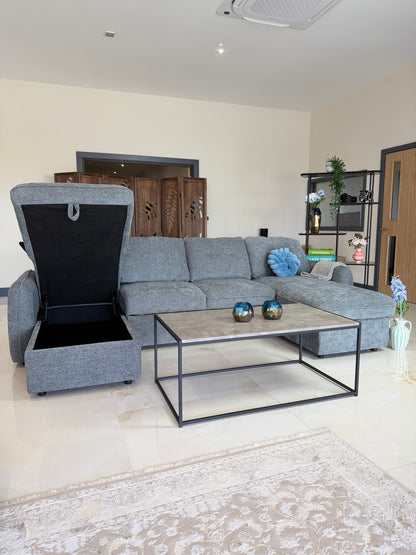 Moscow U Shaped Storage Sofa Bed - Grey