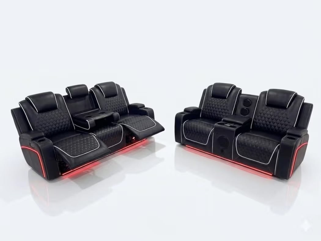 Tuscany 3+2 Electric Entertainment Recliner Sofa - Black