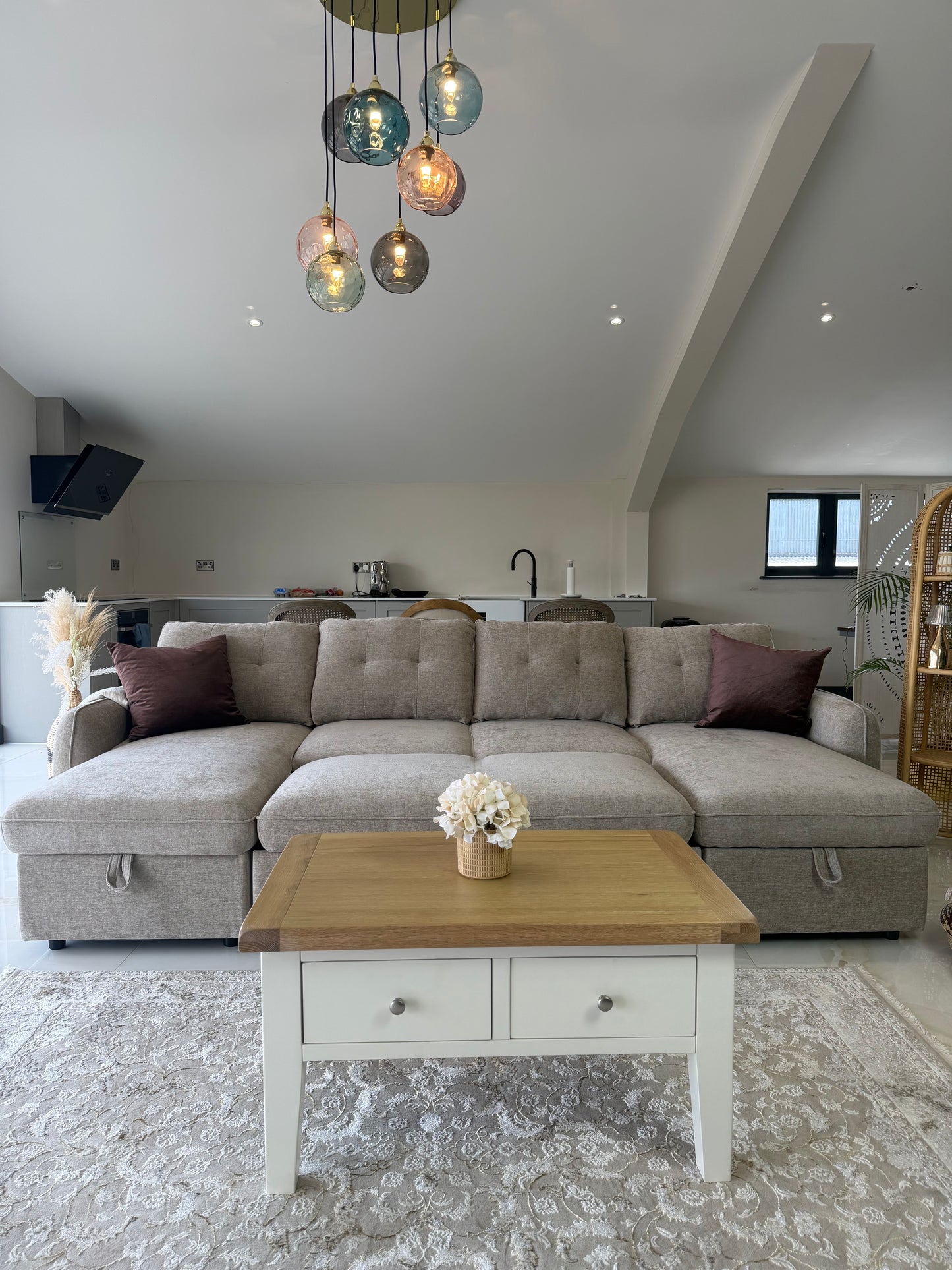 Moscow U Shaped Storage Sofa Bed - Beige